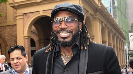 Chris Gayle leaving the NSW Supreme Court after winning his defamation case against Fairfax Media.