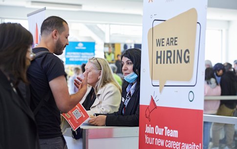 An airport jobs fair at the Sydney International Airport Terminal in June.  Australia is in the grip of a talent shortage.