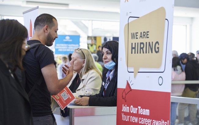 An airport jobs fair at the Sydney International Airport Terminal in June.  Australia is in the grip of a talent shortage.