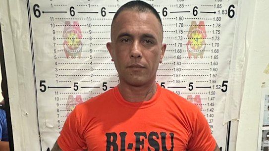 Gregor Johann Haas poses for a mugshot following his arrest in Cebu province.