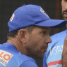 Ricky Ponting in discussion with  Shikhar Dhawan during his role as Delhi Capitals coach in the IPL.