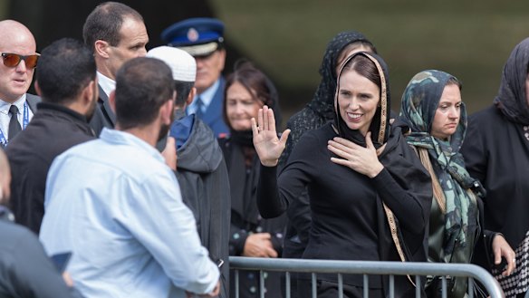 Prime Minister Jacinda Ardern at Friday prayers in Christchurch.