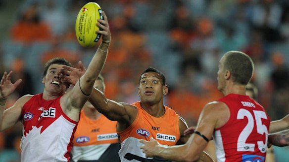 Cameo: Israel Folau's big-money AFL stint landed just two goals for the fledgling Giants.