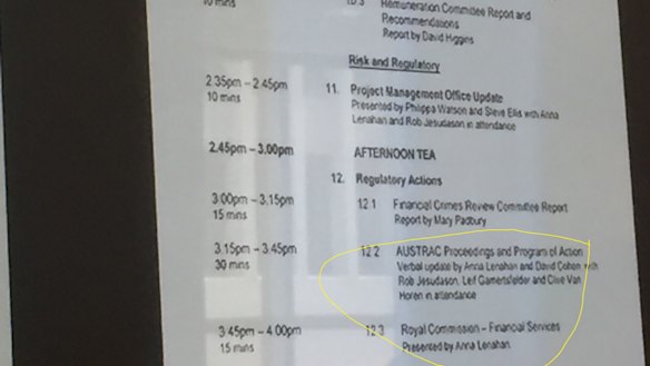 The CBA board meeting agenda for December 2017.