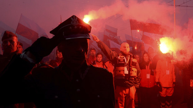 The 'March of Independence' organised by far-right activists to celebrate 100 years of Poland's independence.