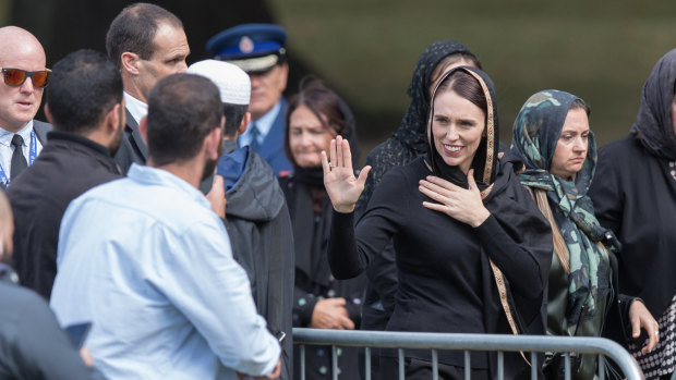 Prime Minister Jacinda Ardern at Friday prayers in Christchurch.
