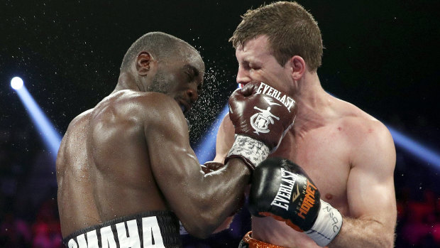 Merciless: Terence Crawford shows Jeff Horn who's the boss in Las Vegas.