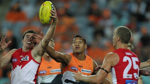 Cameo: Israel Folau's big-money AFL stint landed just two goals for the fledgling Giants.