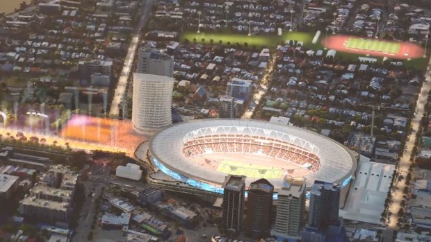 A concept image of The Gabba as an Olympic athletics venue.