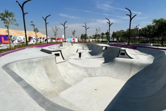 Palmer at the Aljada skate park he helped design in the UAE.