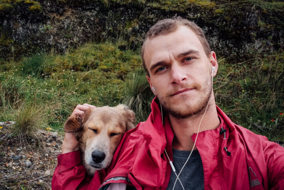 Tom Turcich is walking around the world with his dog Savannah.