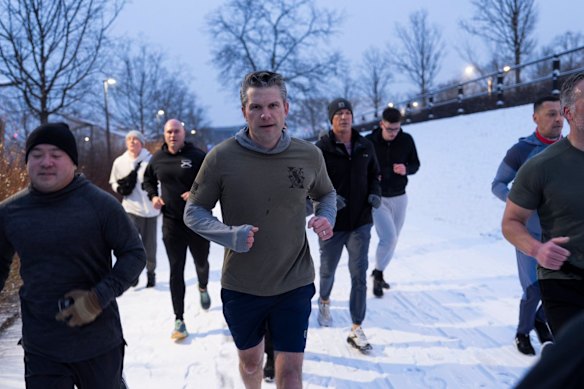 Hegseth, pictured training with US troops in Poland in February, is keen to promote himself as a hands-on leader.