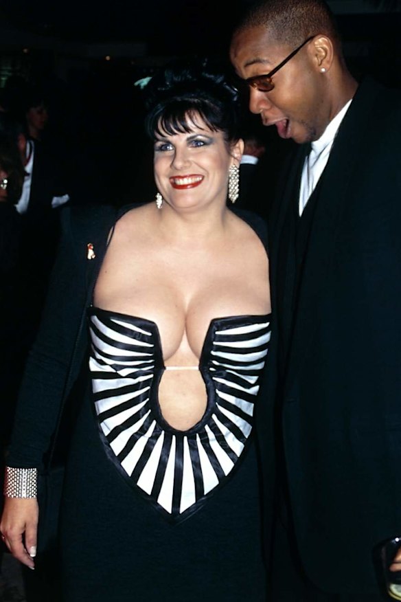 Susie Elelman with American television personality Mark Curry in her life-defining 1995 Logies gown.