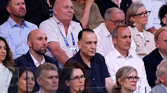 Peter V'landys and Andrew Abdo at the Australian Open in January.