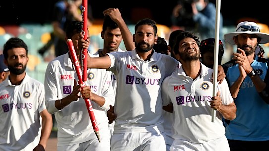 Rishabh Pant and Mohammed Siraj celebrate an Indian triumph which has reverberated throughout the cricketing world.
