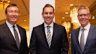 Business Council of Australia chief executive Bran Black (left), Treasurer Jim Chalmers and BCA president Geoff Culbert.