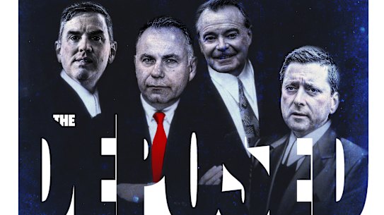 Former Liberal opposition leaders Brad Battin, John Pesutto, Michael O’Brien and Matthew Guy.