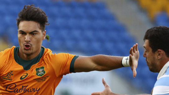 Jordan Petaia on the run against Argentina.