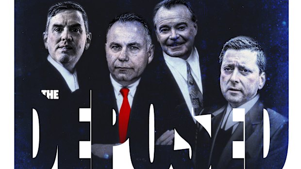 Former Liberal opposition leaders Brad Battin, John Pesutto, Michael O’Brien and Matthew Guy.