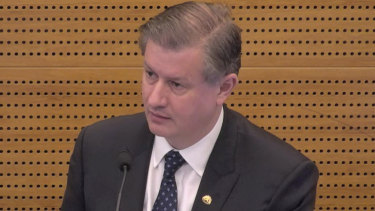 Andrew Hagger, chief customer officer of the National Australia Bank's wealth and consumer division in the witness box at The Royal Commission into Misconduct in the Banking, 