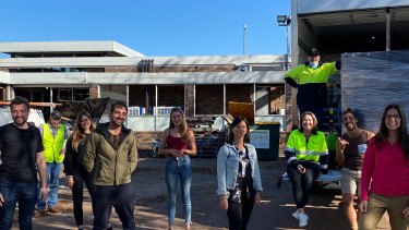 Relieved backpackers in Manjimup after receiving food donations from Second Bite.
