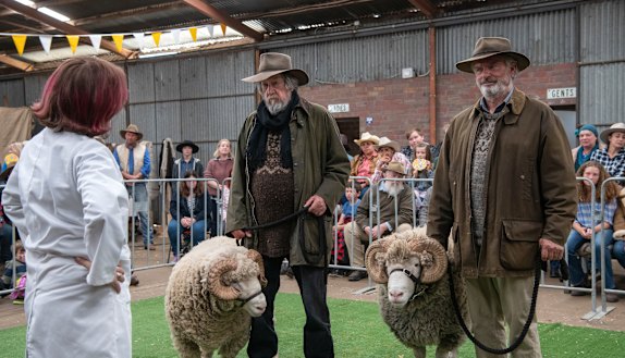 Second chance: Miranda Richardson (back to camera) with Sam Neill (centre) and Michael Caton in Rams.