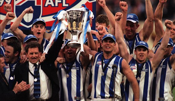 Coach Denis Pagan and skipper Wayne Carey led the Kangaroos to their last flag in 1999.