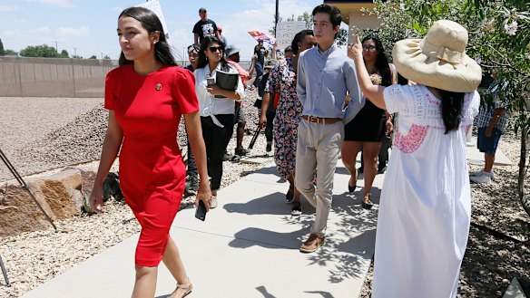 Congresswoman Alexandria Ocasio-Cortez, who was targeted in a secret Facebook group of border patrol agents, visited the Clint Border Patrol station on Monday.