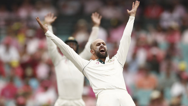 Nathan Lyon appeals on his way to five wickets as New Zealand were rolled on day three at the SCG.