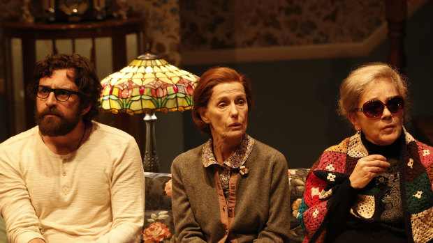 Helen Morse (centre) with Johnny Carr and Melita Jurisic in the MTC's production of Annie Baker's play John.