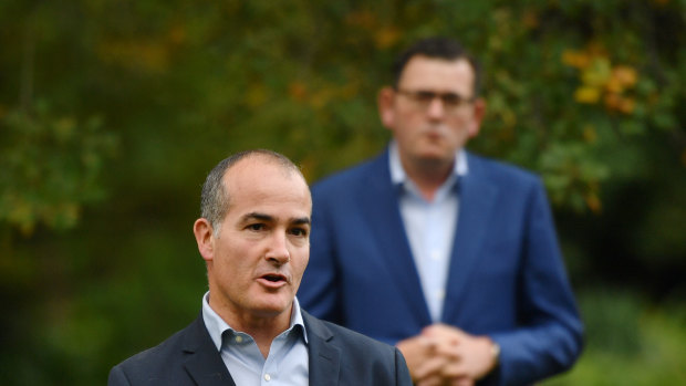 Education Minister James Merlino with Premier Daniel Andrews. 