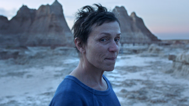 Frances McDormand in a scene from the film Nomadland.