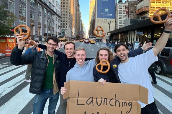 Toby Thomas-Smith (second from right) and the Kiki team have come under fire for its pivot from a subletting business to a girls only social club.