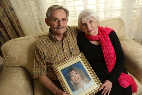 John and Helen Magill with a picture of their daughter, Jane Thurgood-Dove. 
