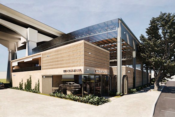 The planned Kangaroo Point padel clubhouse.