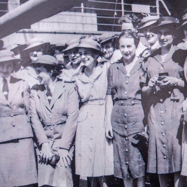 Australian Army Nurses on board one of the ships evacuated from Singapore in February 1942.
