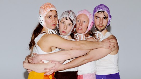 Harrison Ritchie-Jones (in green cap) with fellow dancers in TANTRUM for 6. 
