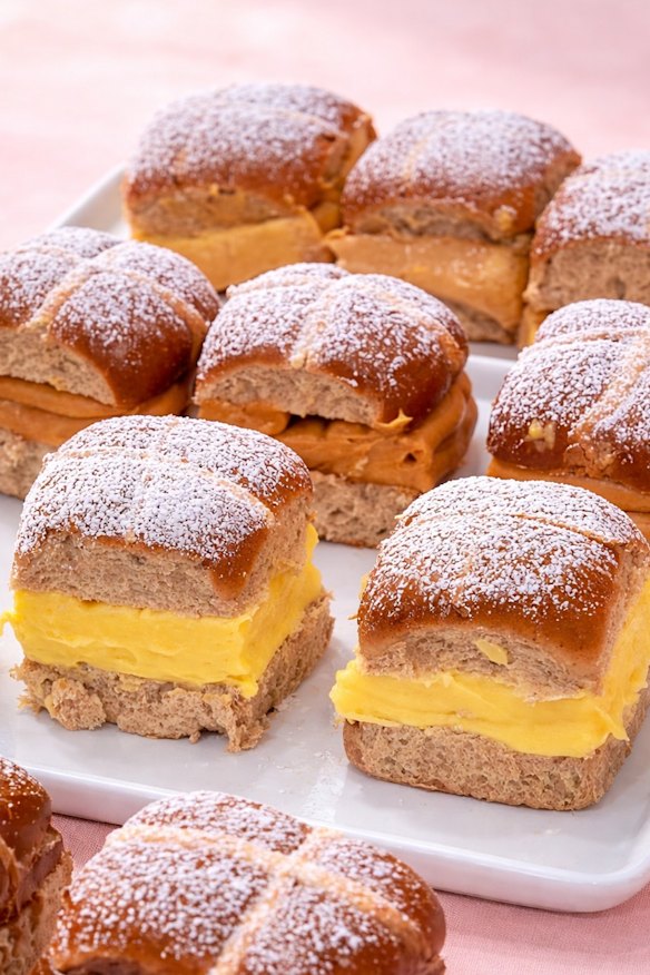 Poles Patisserie's custard hot cross bun. 