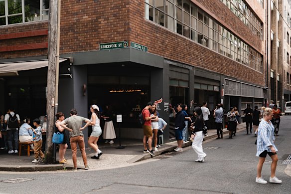 Waiting for coffee at Single O in Surry Hills.