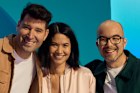 Canva co-founders Cliff Obrecht, Melanie Perkins and Cameron Adams are managing a transition to the AI era.