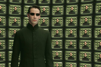 Keanu Reeves in 2003’s Matrix Reloaded: In the movie franchise, humanity is unknowingly trapped inside a simulated reality, the Matrix, which machines have programmed.
