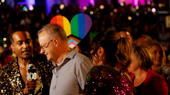 Prime Minister Anthony Albanese marches at Mardi Gras.
