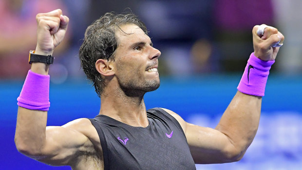 Rafael Nadal celebrates his win over Marin Cilic.