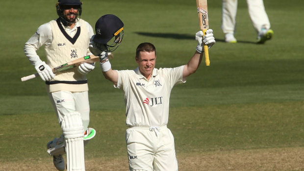 Marcus Harris reaches his double century at the MCG .