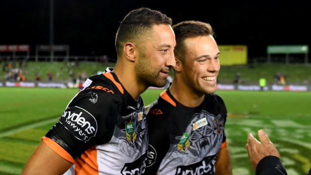 Combination: Michael Maguire is weighing up who to partner with Luke Brooks, including veteran Benji Marshall.