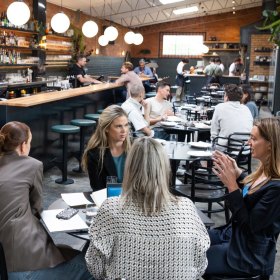 Inside the wine bar.
