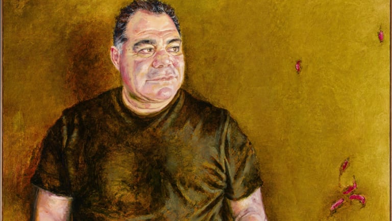 Mal Meninga, by artist Peter Hudson, for 20/20: Celebrating twenty years with twenty new portrait commissions, at the National Portrait Gallery.