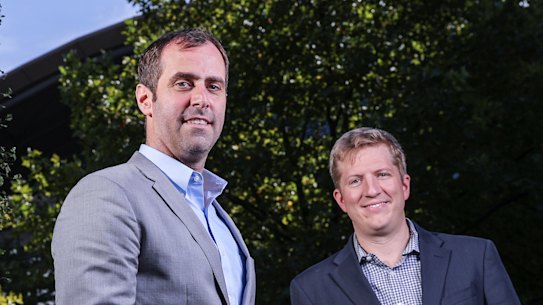 Charlie Youakim, founder and CEO of Afterpay’s US competitor Sezzle with Sezzle executive Paul Paradis.