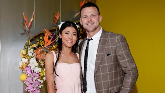 Sachi Dade and Steven May during the Melbourne spring carnival of racing in 2023.