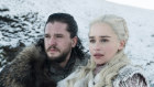 Kit Harington as Jon Snow, left, and Emilia Clarke as Daenerys Targaryen in a scene from Game of Thrones.